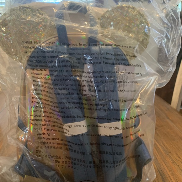 Disney Parks 50th Minnie Sequins Iridescent Loungefly Backpack and Minnie Ears - Picture 5 of 10